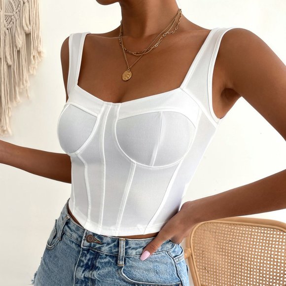 ⭐NEW, CHIC** - White Crop Corset Tank Top | OFFERS WELCOME - Picture 4 of 5